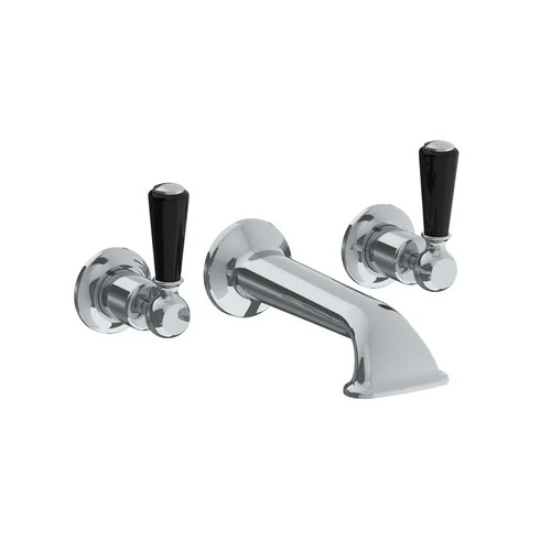 Lefroy Brooks Classic black lever concealed 3 hole bath filler