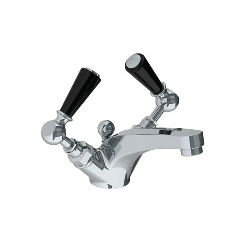 Lefroy Brooks Classic mono basin mixer with black levers & pop-up waste Lefroy Brooks Classic mono basin mixer with black levers & pop-up waste