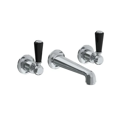 Lefroy Brooks Classic wall mounted basin mixer with black levers