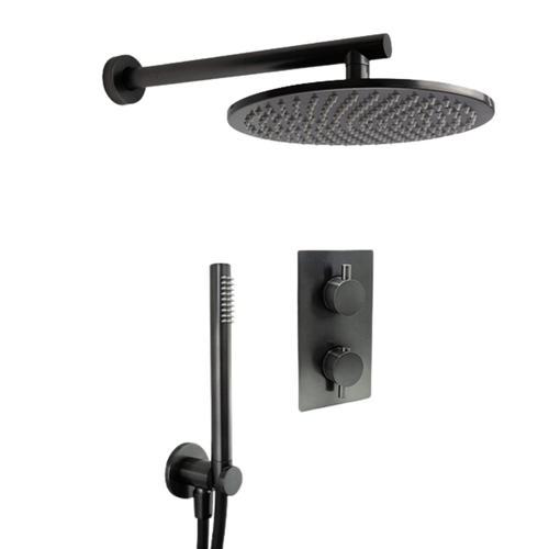 Linea Complete Dual Outlet Sower Kit with 300mm Showerhead - Satin Gunmetal