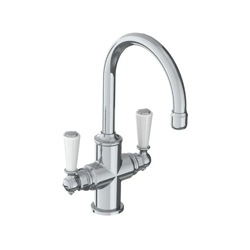 Lefroy Brooks WL 1180 Classic tubular mono basin mixer with white levers