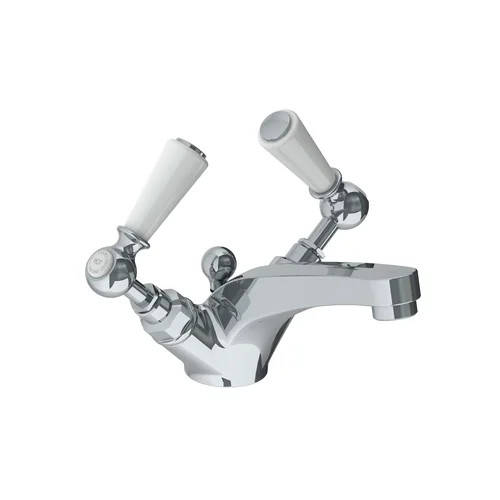 Lefroy Brooks WL 1185 Classic mono basin mixer with white levers & pop-up waste