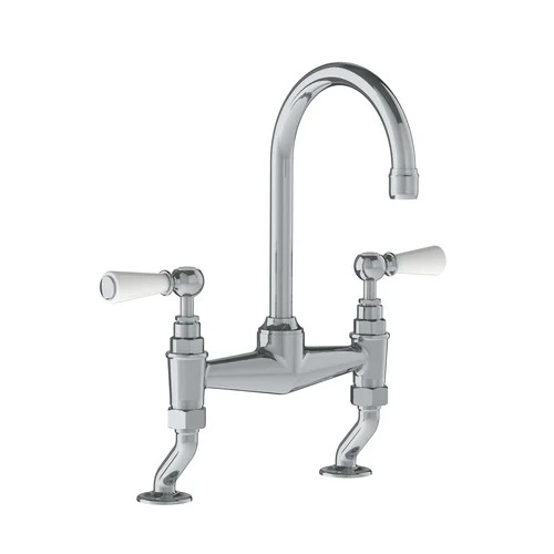 Lefroy Brooks WL 9007 Classic basin bridge mixer with white levers