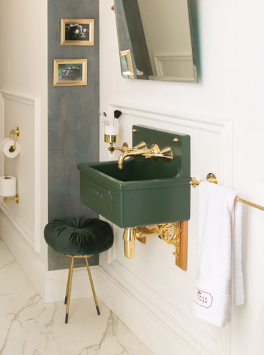 Thomas Crapper Horton 3 Tap-hole Cloakroom basin - Forest Green