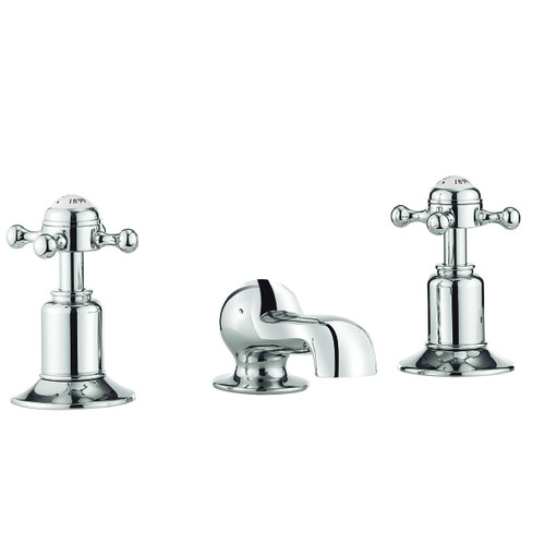 Belgravia Crosshead basin 3 hole set (without pop-up waste) - Chrome