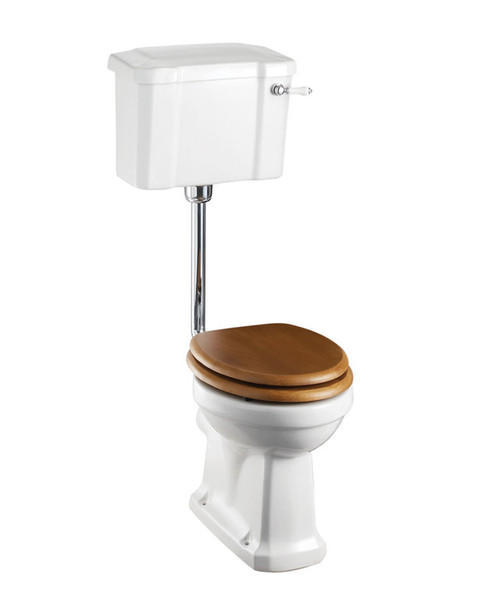 Burlington 44cm slim low level toilet suite with chrome fittings excluding toilet seat