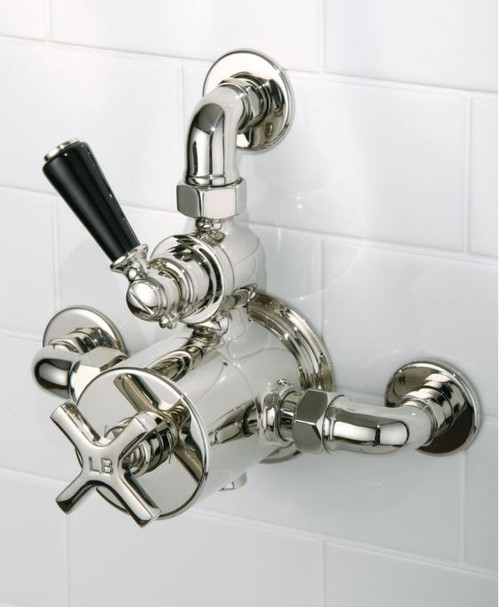 Lefroy Brooks Mackintosh exposed thermostatic valve with top return & Classic black lever
