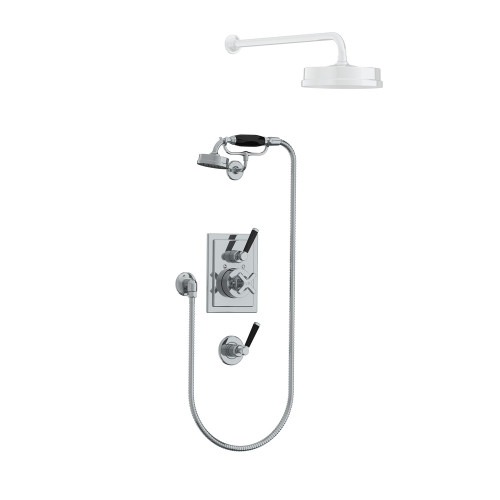Lefroy Brooks Mackintosh black concealed thermostatic valve with hand shower