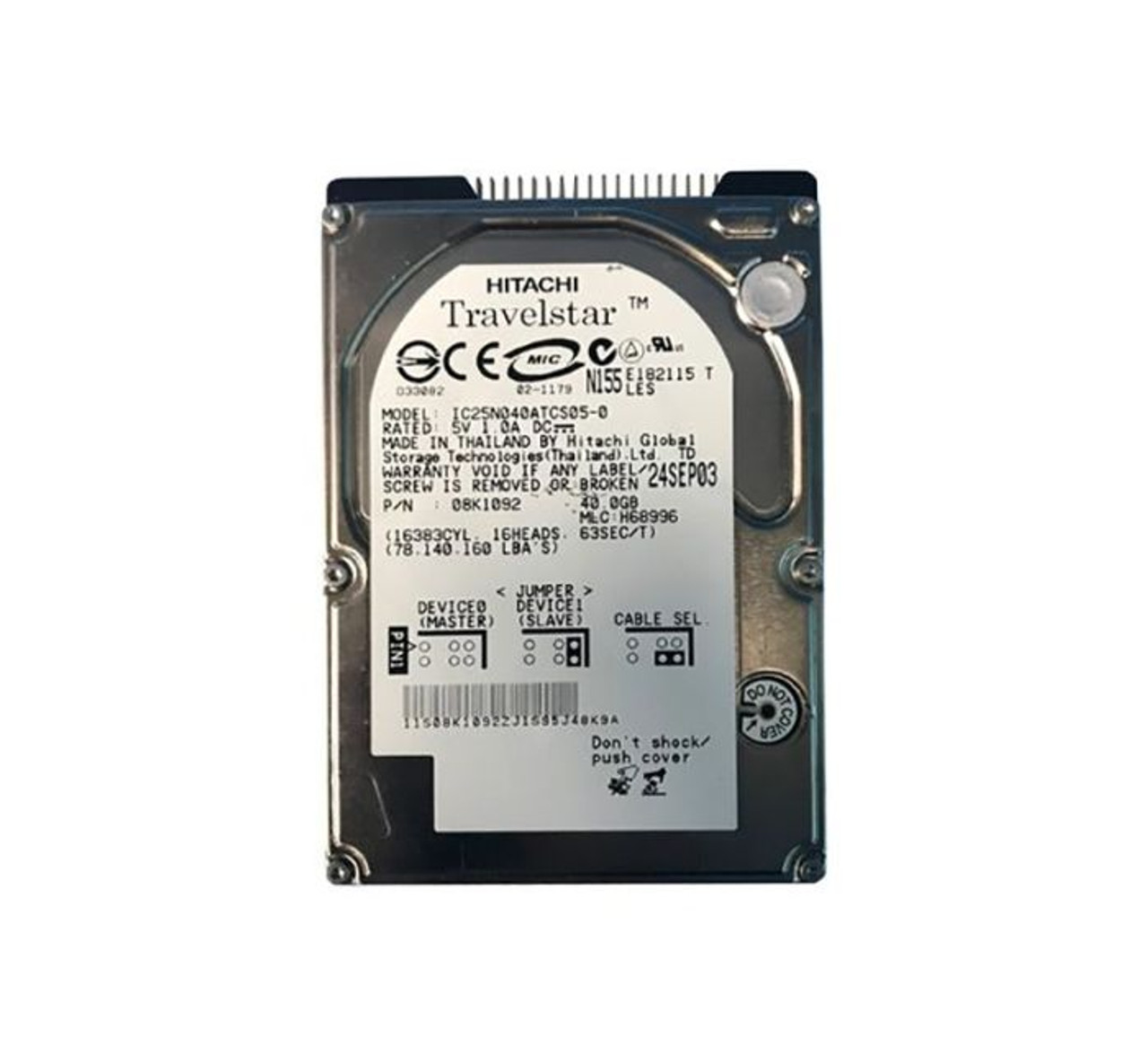 08K1092 | IBM | LENOVO 40GB 5400RPM ATA-100 2.5-INCH HARD DISK DRIVE