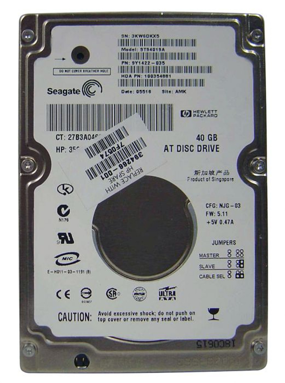 394266R-001 | HP | 40GB 5400RPM IDE ULTRA ATA-100 2.5-INCH HARD DRIVE