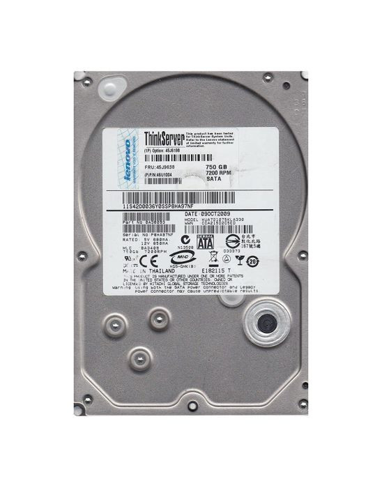 45J6198 | LENOVO | 750 GB 3.5 INTERNAL HARD DRIVE | 1 PACK | SATA/300 | HOT SWAPPABLE