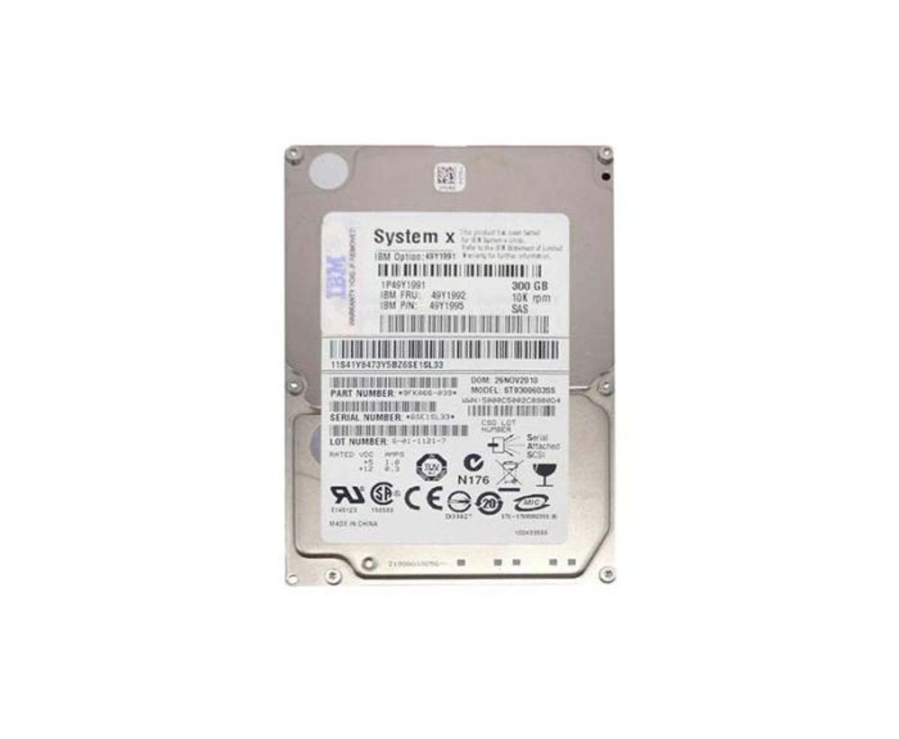 49Y1991 | IBM | 300GB 10000RPM SAS 6GB/S 2.5-INCH SFF HARD DRIVE