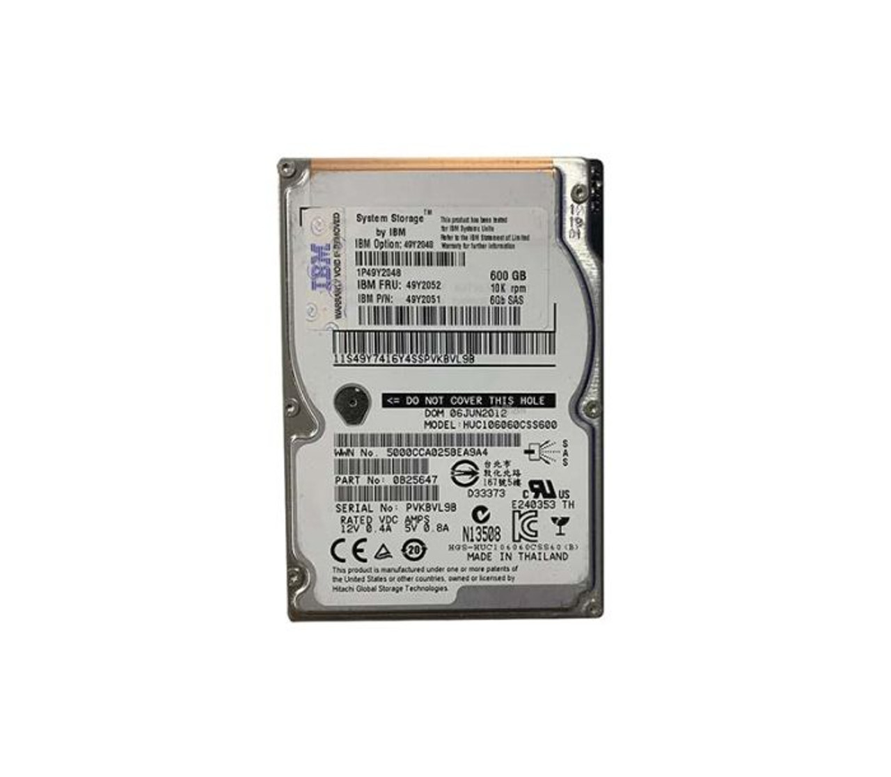 49Y2048 | IBM | 600GB 10000RPM SAS 6.0GB/S 16MB CACHE 2.5-INCH HARD DRIVE