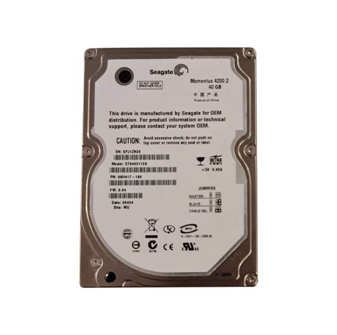 9AH417-196 | SEAGATE | MOMENTUS 4200.2 40GB 4200RPM ATA-100 8MB CACHE 2.5-INCH HARD DRIVE