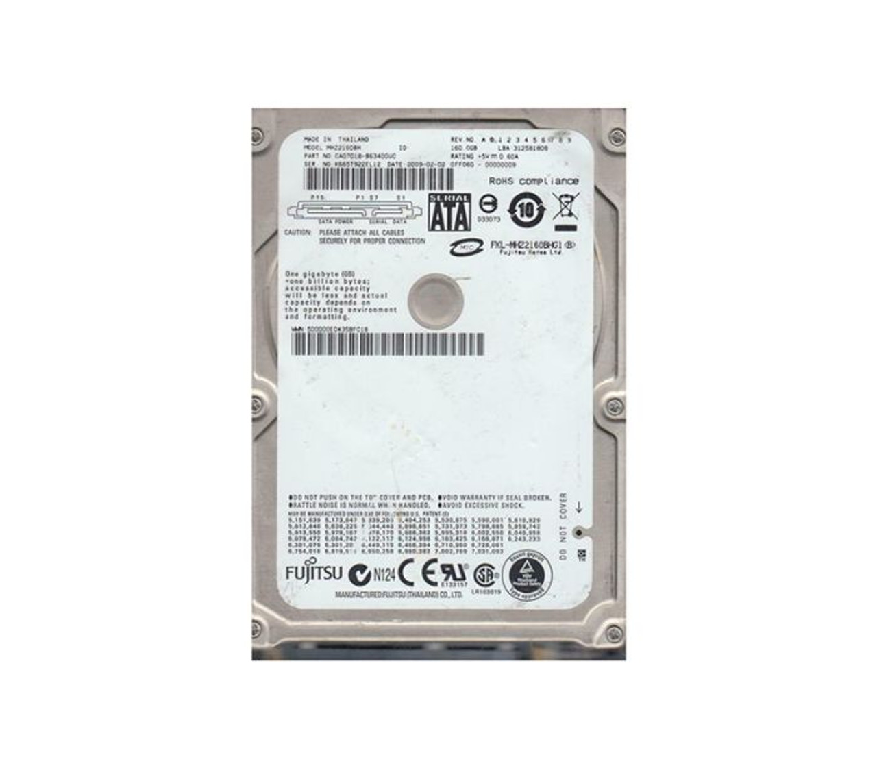 CA07018-B63400UC | FUJITSU | 160GB 5400RPM SATA 3GB/S 8MB CACHE 2.5-INCH INTERNAL HARD DISK DRIVE