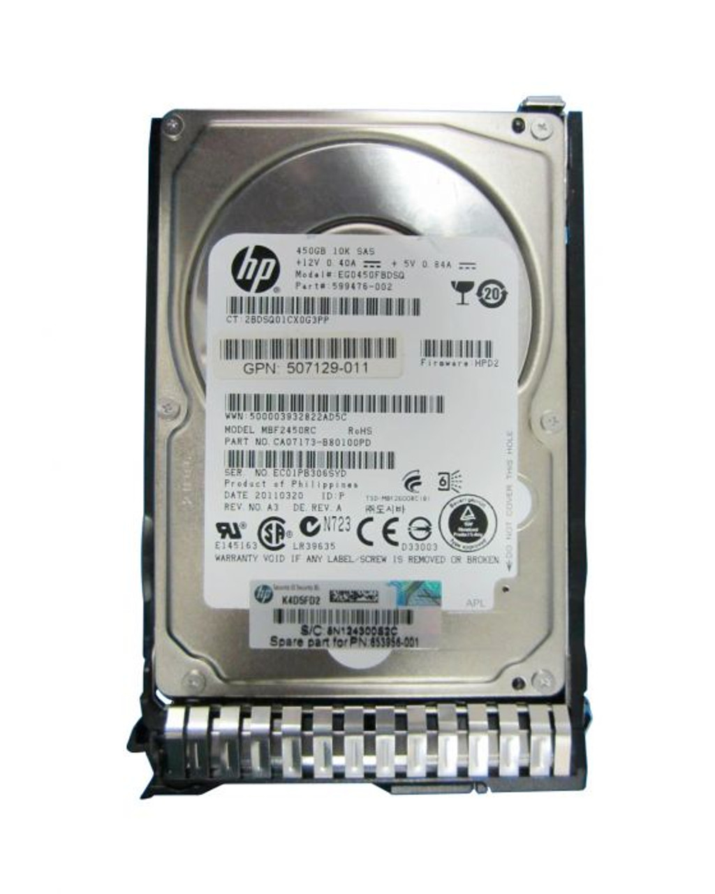 EG0450FBDSQ | HP | 450Gb 10000Rpm Sas 6Gb/S Hot-Pluggable Dual Port 2.5-Inch Hard Drive