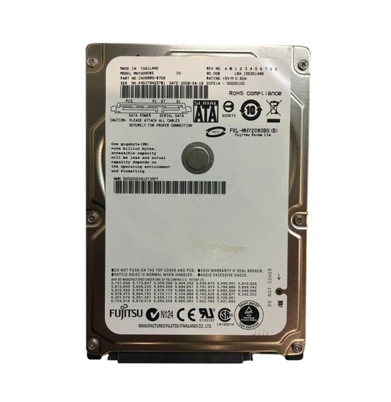MHY2080BS | TOSHIBA | 80 GB 2.5 INTERNAL HARD DRIVE SATA/150 5400 RPM 8 MB BUFFER