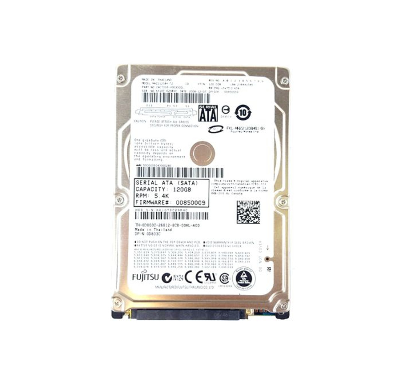 MHZ2120BH | FUJITSU | 120GB 5400RPM 8MB CACHE SATA 3GB/S 7-PIN 2.5-INCH LAPTOP HARD DRIVE
