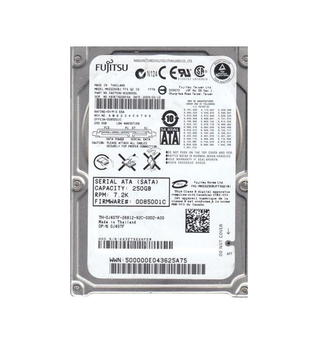 MHZ2250BJ | TOSHIBA | MHZ2 BJ 250 GB 2.5 PLUG-IN MODULE HARD DRIVE  SATA/300 7200 RPM 16 MB BUFFER  HOT SWAPPABLE