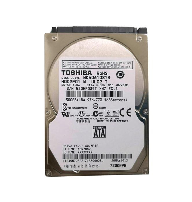 MK5061GSYB | TOSHIBA | 500Gb 7200Rpm Sata 3Gb/S 16Mb Cache 2.5-Inch Hard Drive