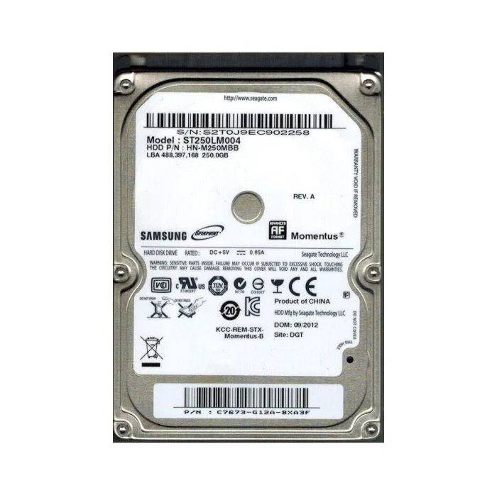 ST250LM004 | Seagate | Momentus 250GB 5400RPM SATA 3GB/s 8MB Cache 2.5-inch Hard Drive