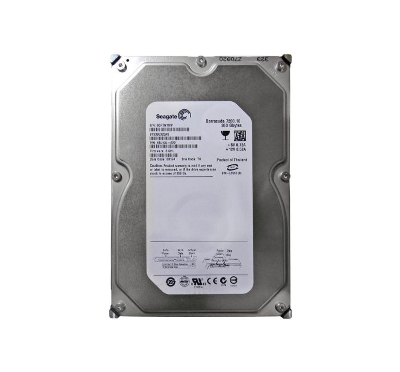 ST3360320AS | SEAGATE | Barracuda 360Gb 7200Rpm Sata 3Gb/S 8Mb Cache 3.5-Inch Hard Drive
