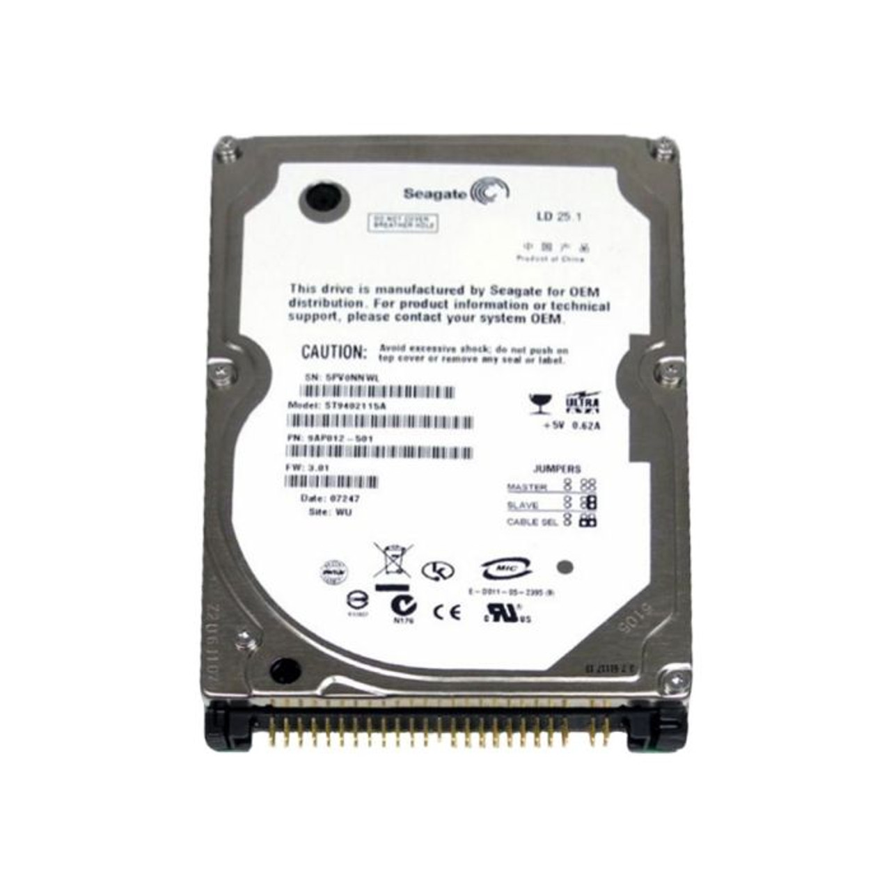 ST9402115A | Seagate | LD25 Series 40GB 5400RPM ATA-100 2MB Cache 2.5-inch Hard Drive
