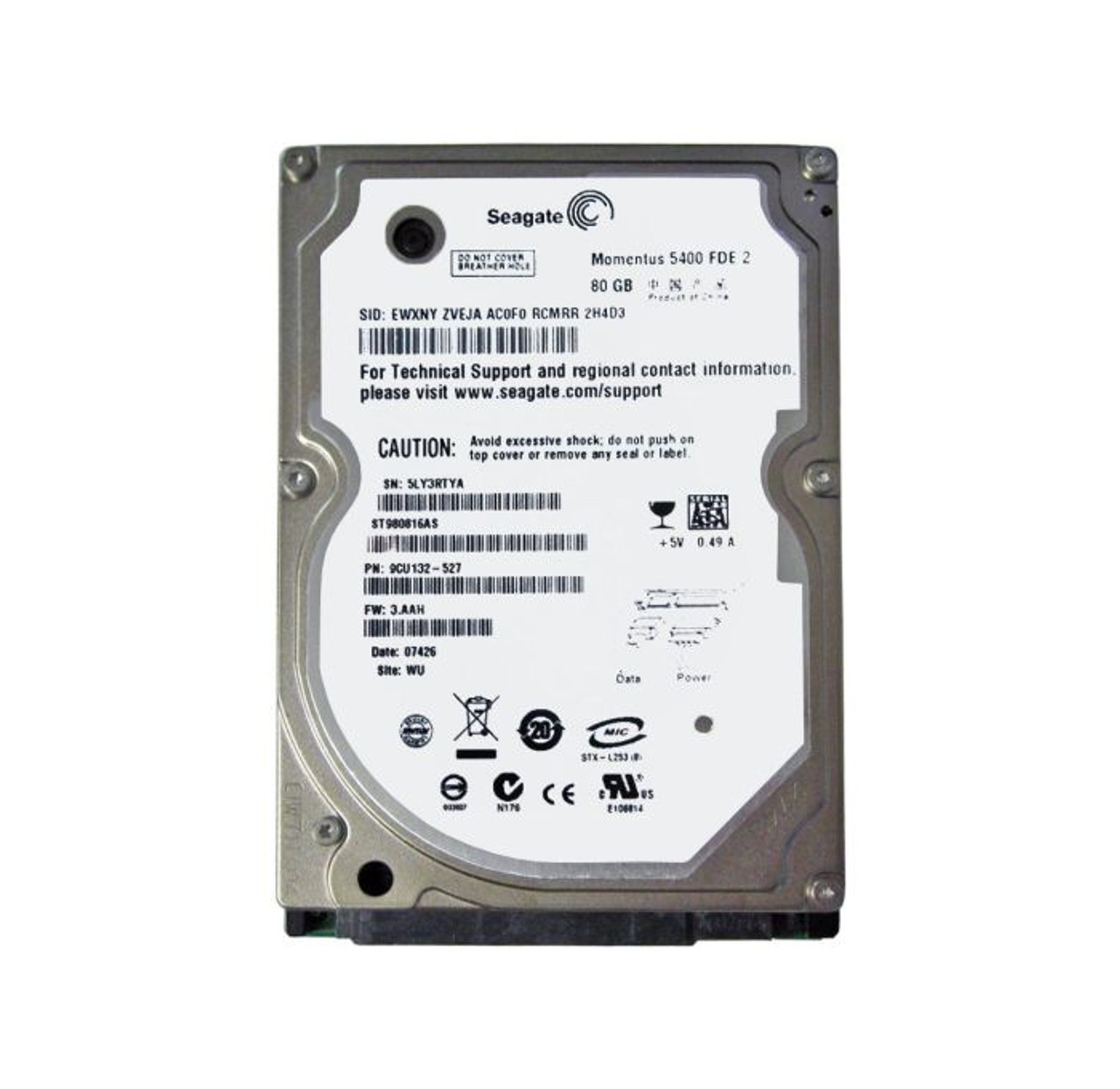 ST980816AS | SEAGATE | MOMENTUS 5400 FDE.2 80GB 2.5-INCH HARD DRIVE SATA 1.5GB/S 5400RPM 8MB CACHE