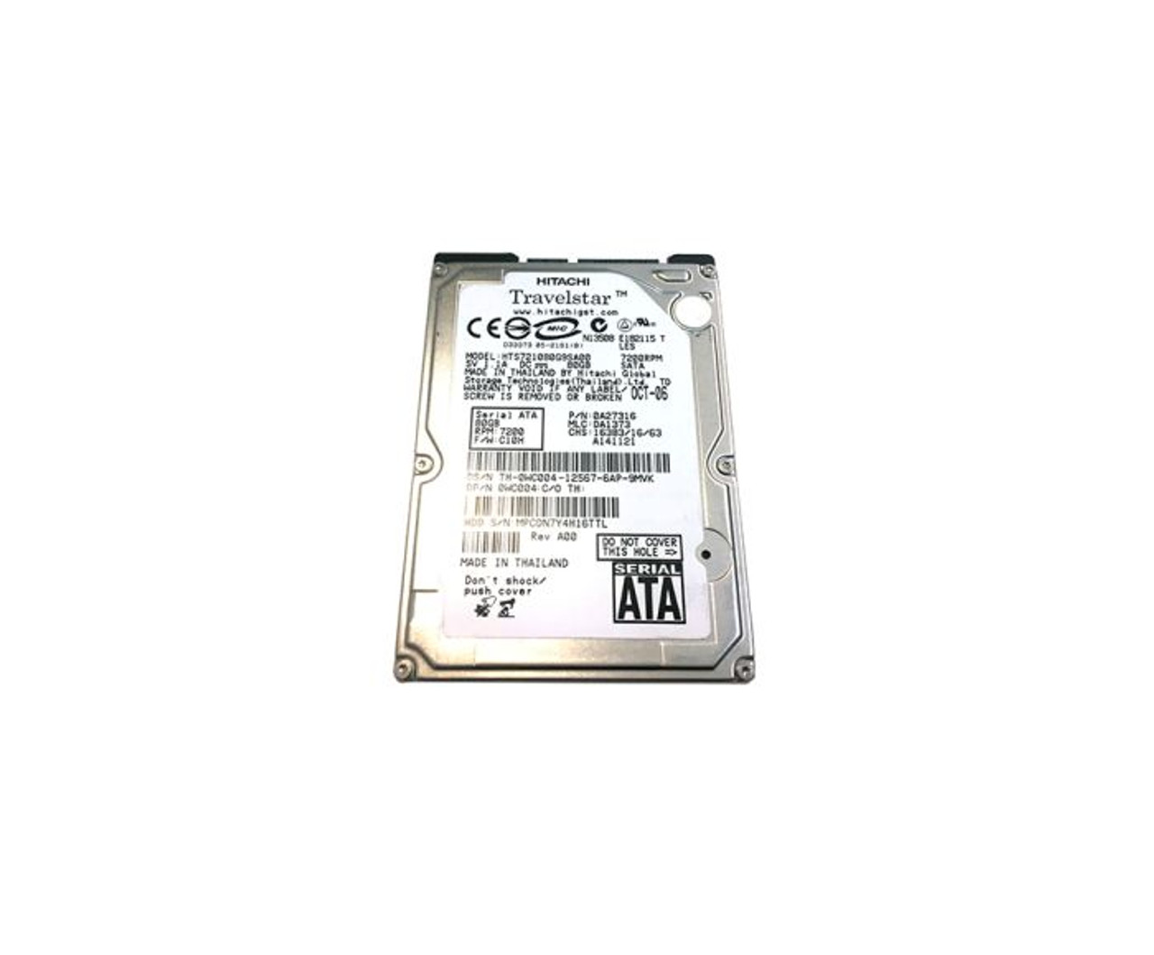 WC004 | DELL | 80GB 7200RPM SATA 1.5GB/S 8MB CACHE 2.5-INCH HARD DRIVE