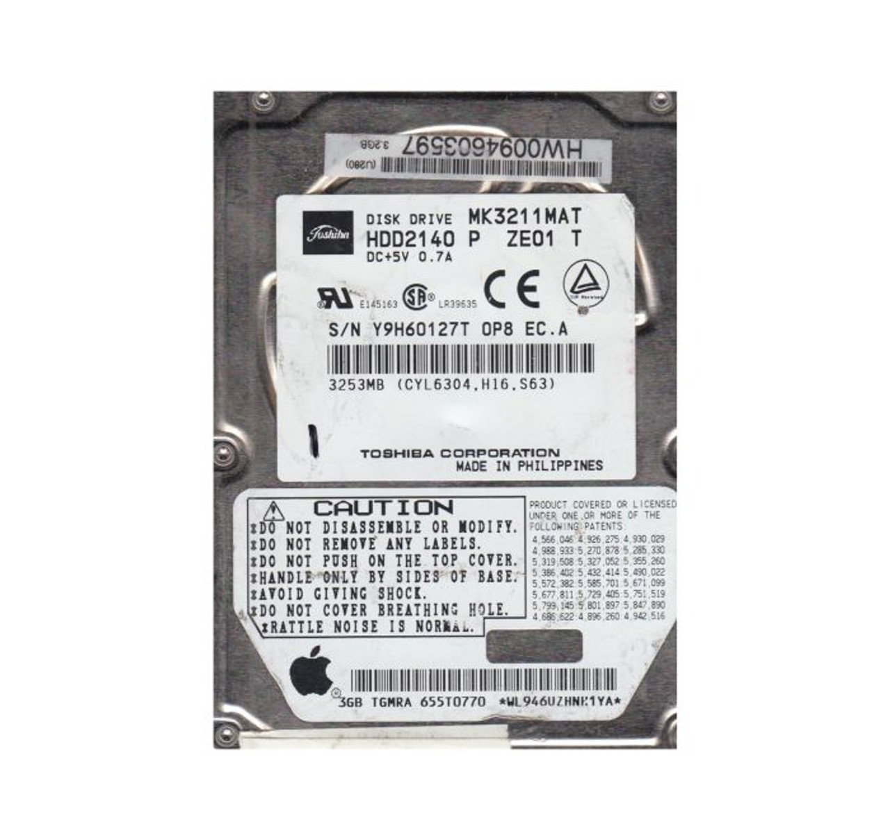 MK3211MAT | TOSHIBA | 3GB 4200RPM IDE ULTRA ATA/33 (ATA-4) 2.5-INCH HARD DRIVE