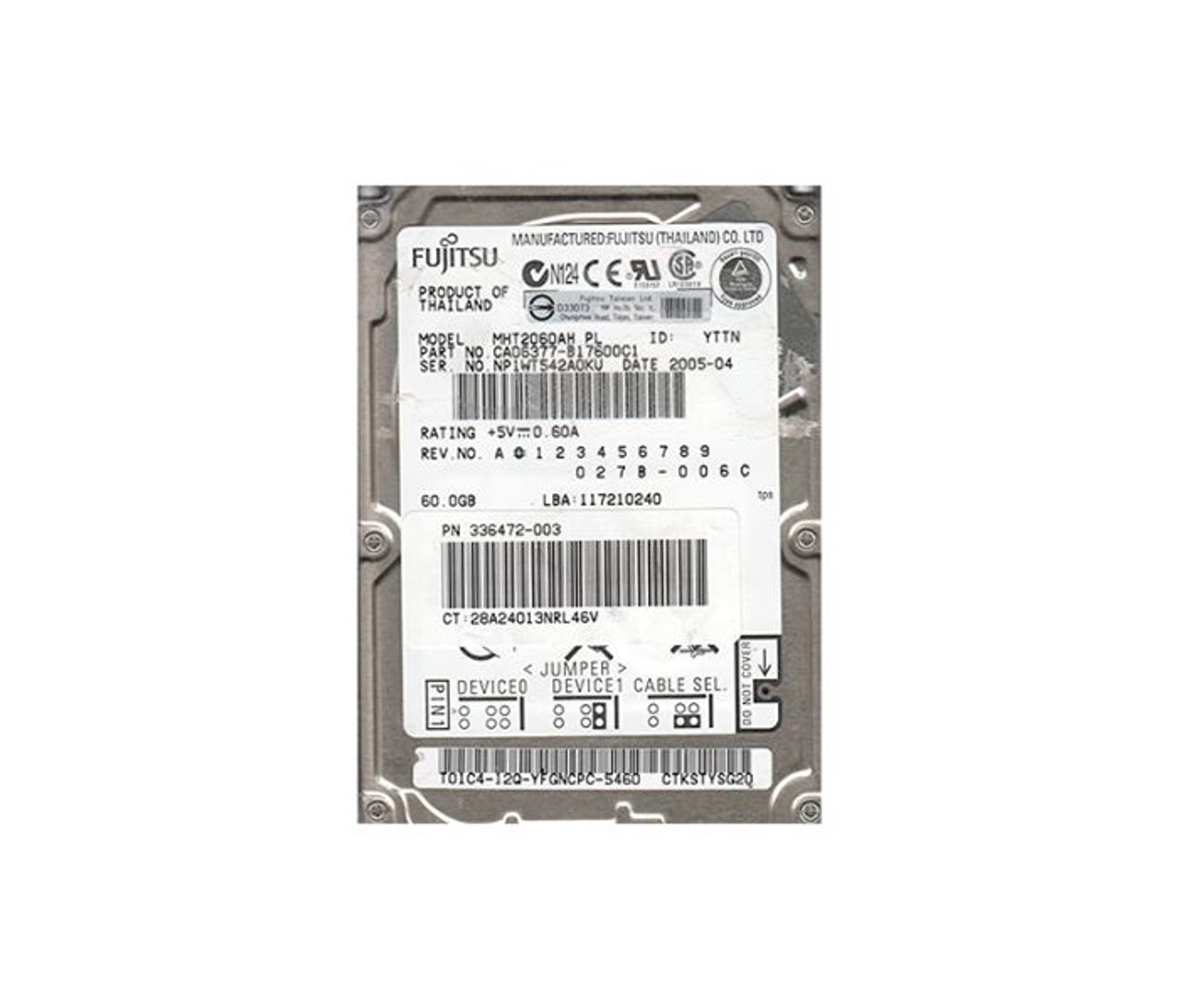 CA06377-B17600C1 | FUJITSU | MOBILE 60GB 5400RPM ATA-100 8MB CACHE 2.5-INCH HARD DRIVE