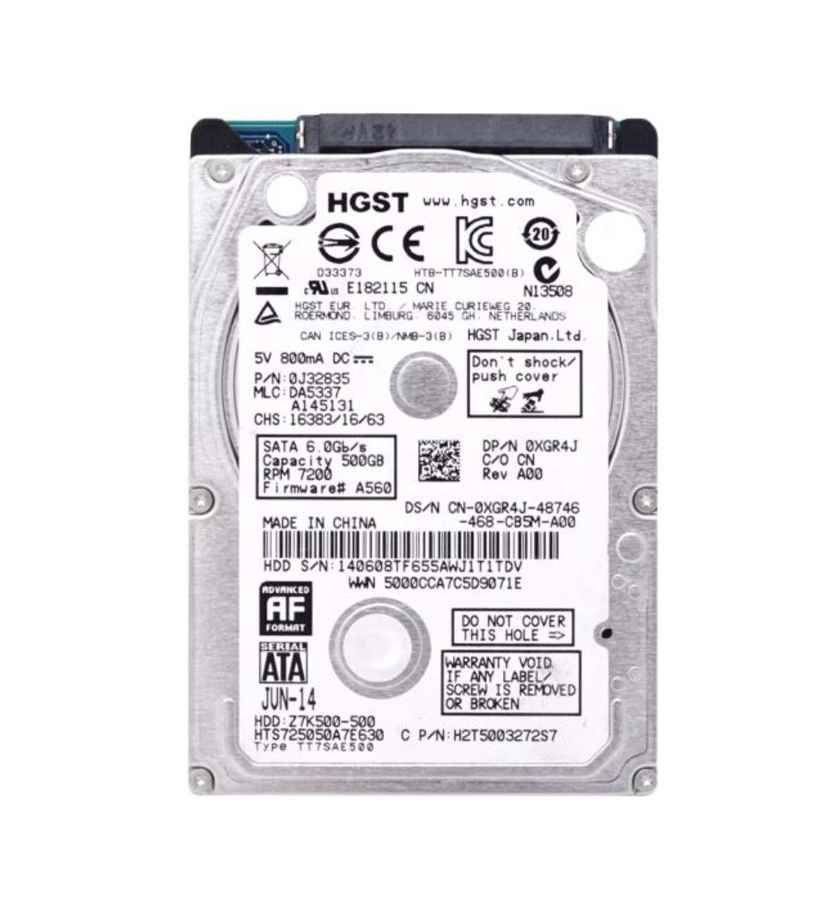 H2T5003272S7 | HGST | TRAVELSTAR Z7K500 SERIES 500GB 7200RPM SATA 6GB/S 32MB CACHE 512E 2.5-INCH HARD DRIVE