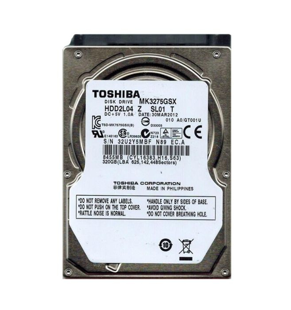 HDD2L04 | Toshiba | 320GB 5400RPM SATA 3GB/s 8MB Cache 2.5-inch Hard Drive HDD2L04 | Toshiba | 320GB 5400RPM SATA 3GB/s 8MB Cache 2.5-inch Hard Drive