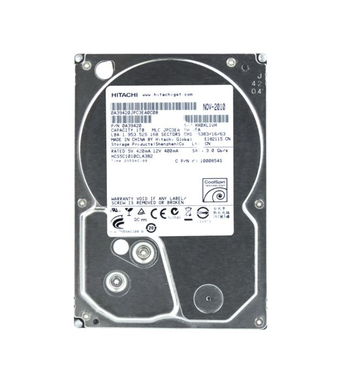 HCS5C1010CLA382 | HITACHI | CINEMASTAR 5K1000 SERIES 1TB 5400RPM SATA 3GB/S 8MB CACHE (CE) 3.5-INCH HARD DRIVE