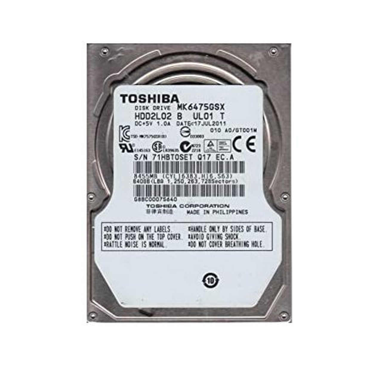 HDD2L02 | TOSHIBA | 640GB 5400RPM SATA 3GB/S 8MB CACHE 2.5-INCH HARD DRIVE HDD2L02 | TOSHIBA | 640GB 5400RPM SATA 3GB/S 8MB CACHE 2.5-INCH HARD DRIVE