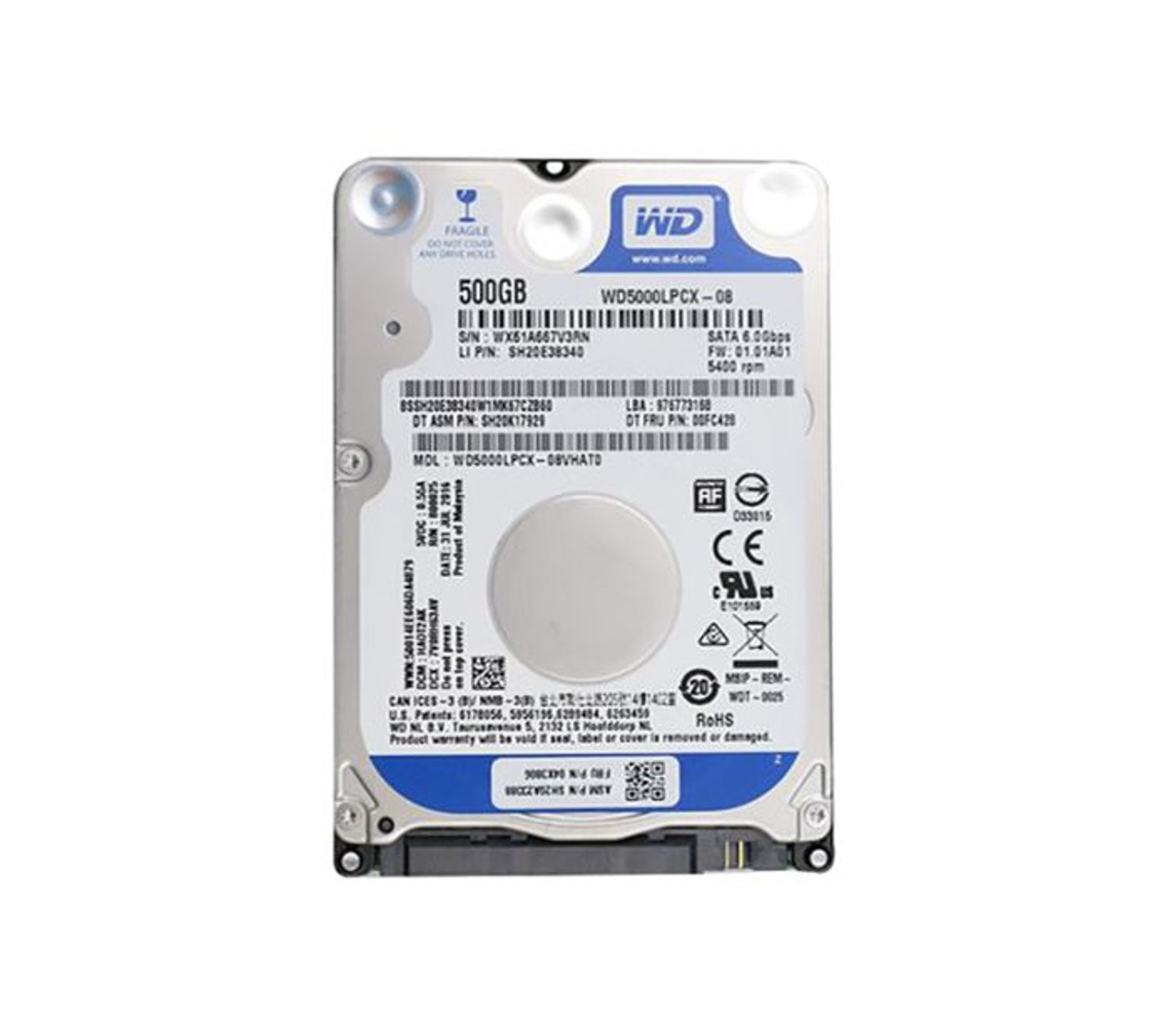 04X3806 | LENOVO | 500GB 5400RPM SATA 6GB/S 8MB CACHE 2.5-INCH HARD DRIVE