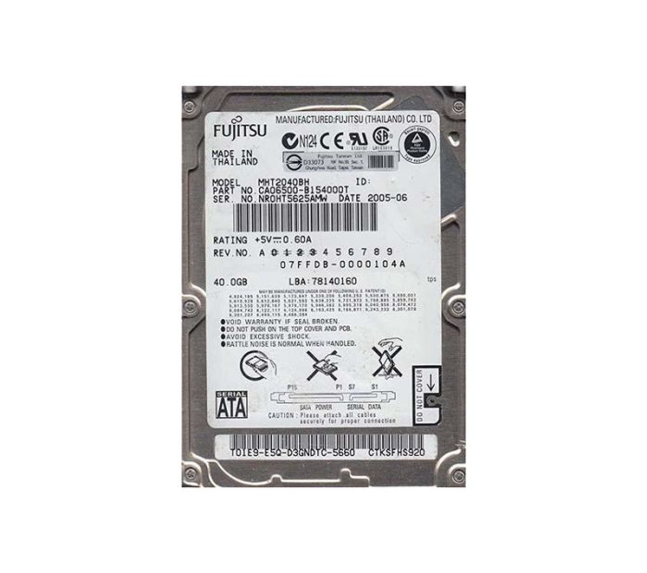 MHT2040BH | FUJITSU | 40GB 5400RPM 8MB CACHE SATA 7-PIN 2.5-INCH SLIM LINE LAPTOP HARD DRIVE
