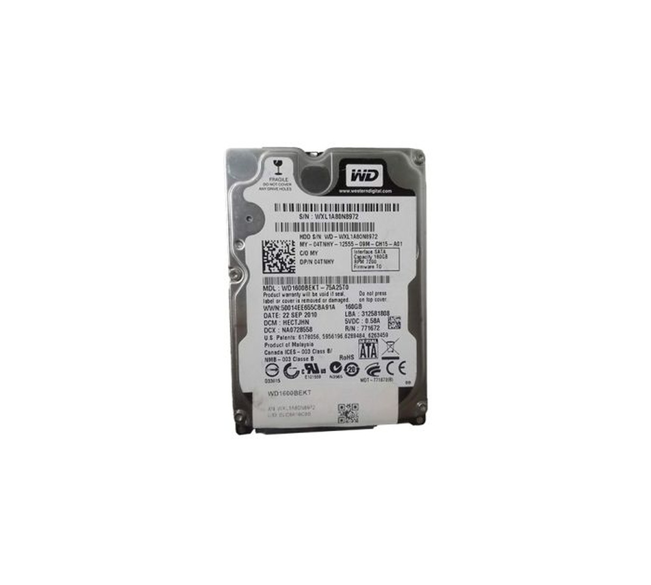 04TNHY | DELL | 160GB 7200RPM SATA 3GB/S 16MB CACHE 2.5-INCHHARD DRIVE