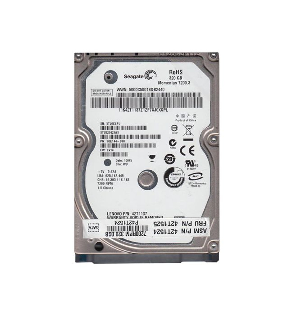 42T1137 | Lenovo | 320Gb 7200Rpm Sata 2.5-Inch Hard Drive