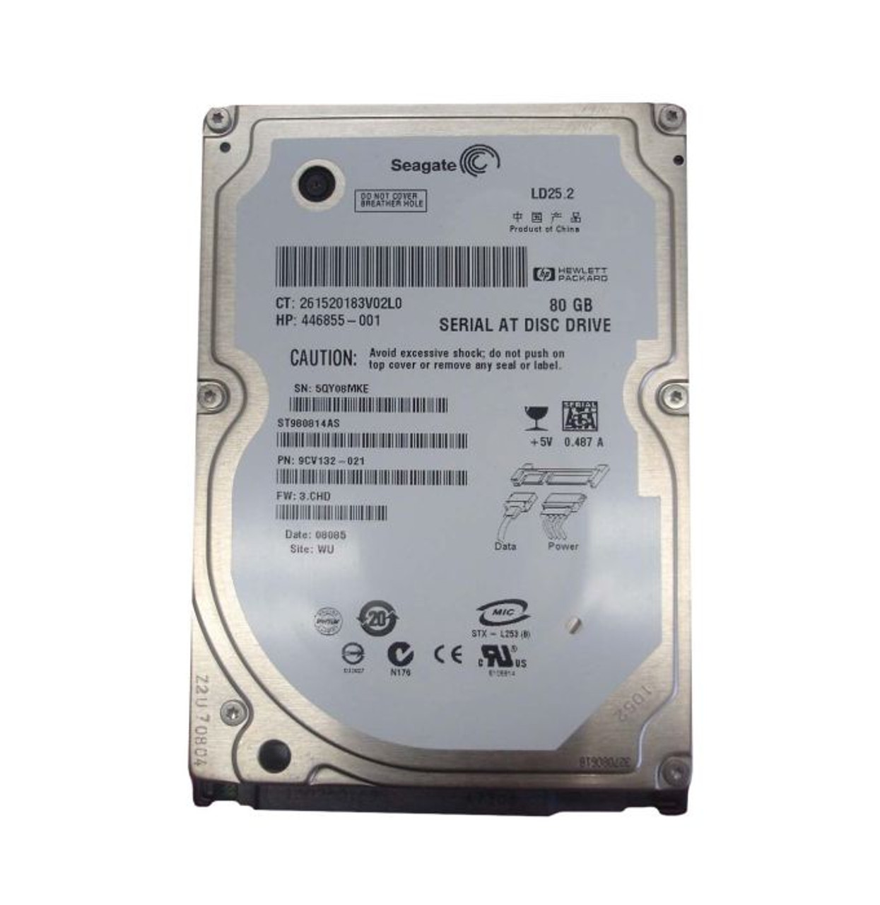 446855-001 | COMPAQ | 80GB 5400RPM SATA 1.5GB/S 2.5-INCH HARD DRIVE