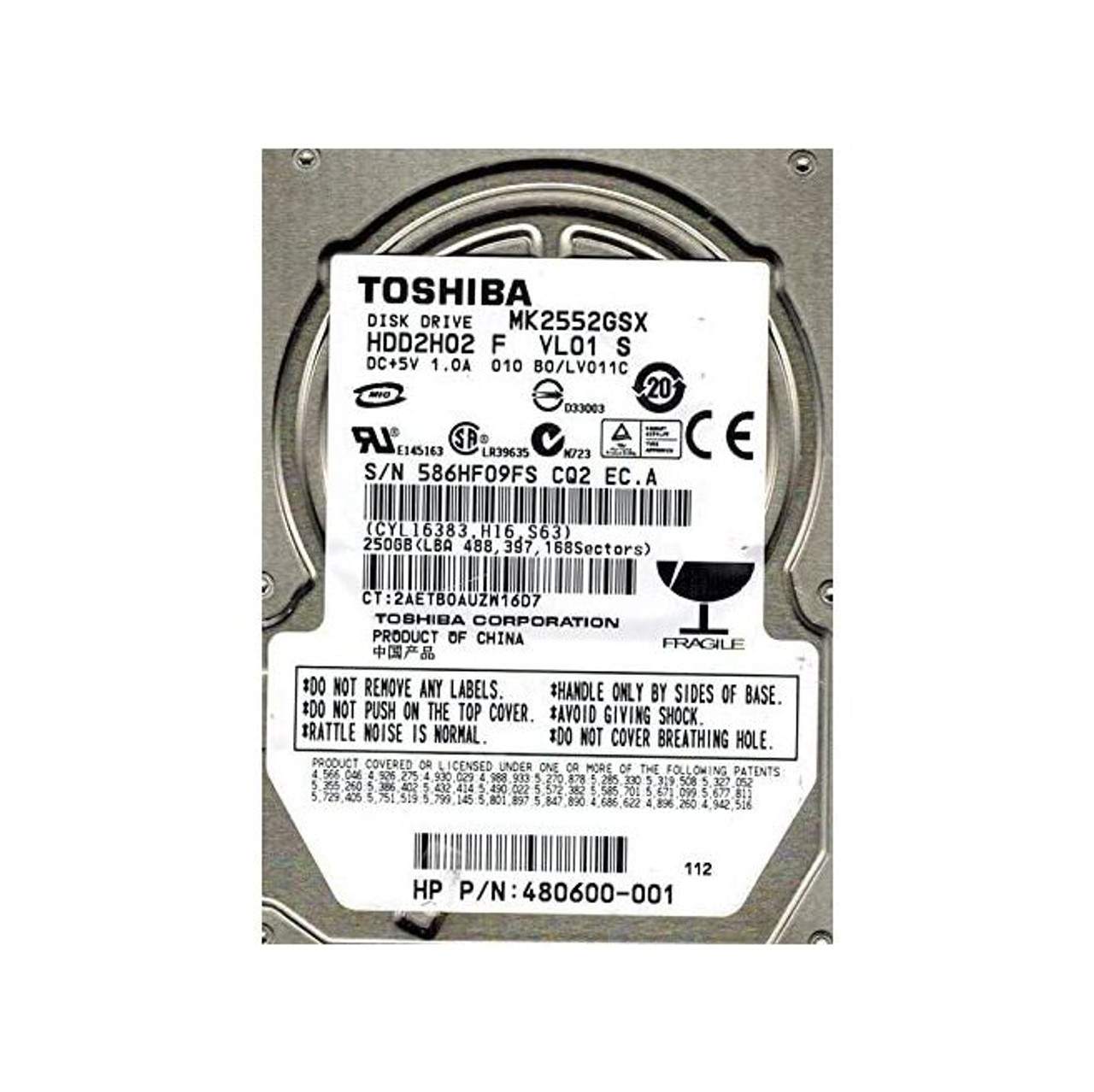 HDD2H02F | TOSHIBA | 250GB 5400RPM SATA 3GB/S 8MB CACHE 2.5-INCH HARD DRIVE HDD2H02F | TOSHIBA | 250GB 5400RPM SATA 3GB/S 8MB CACHE 2.5-INCH HARD DRIVE