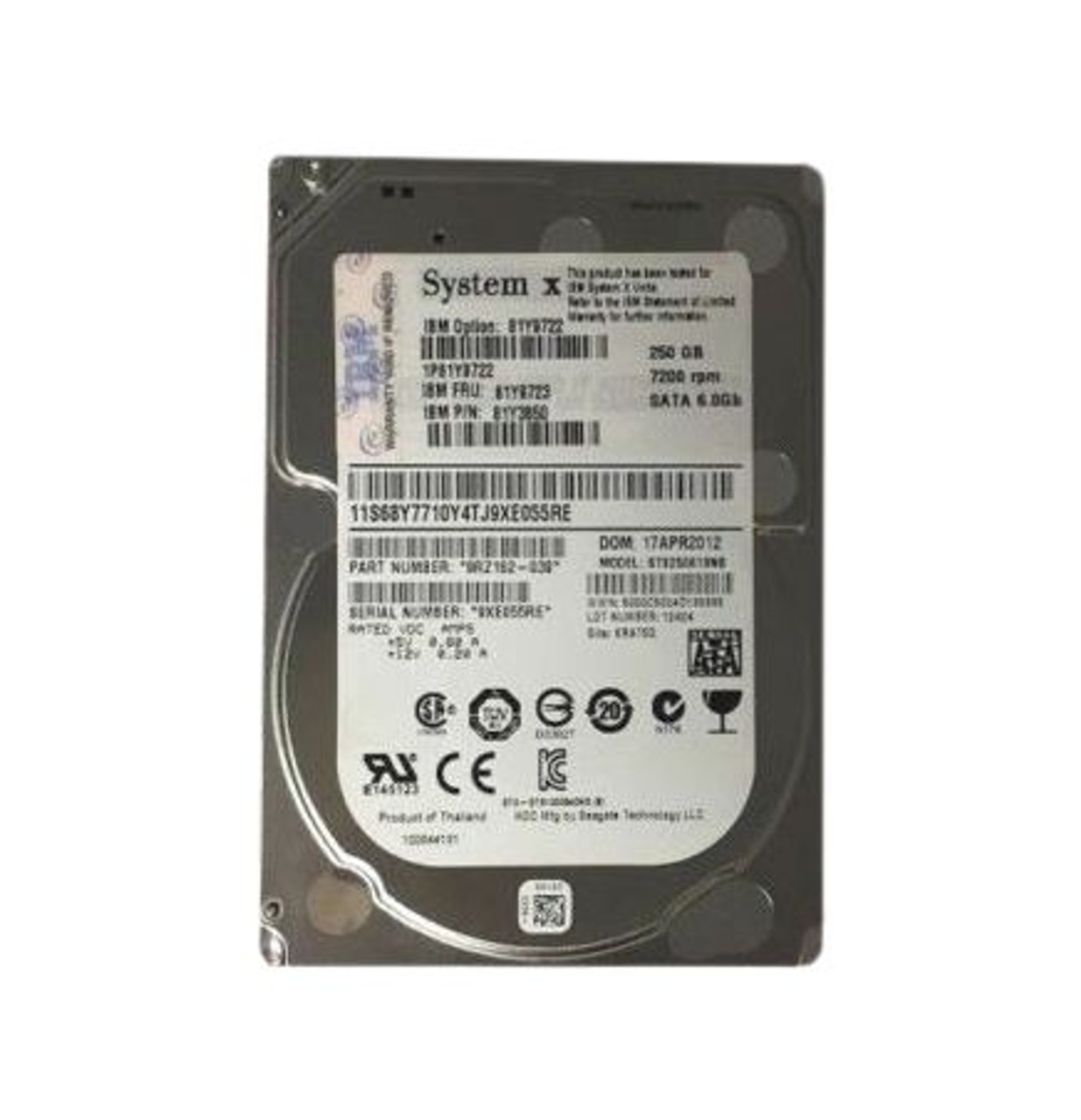 81Y9723 | IBM | 250GB 7200RPM SATA 6GB/S HOT-SWAPPABLE 2.5-INCH HARD DRIVE