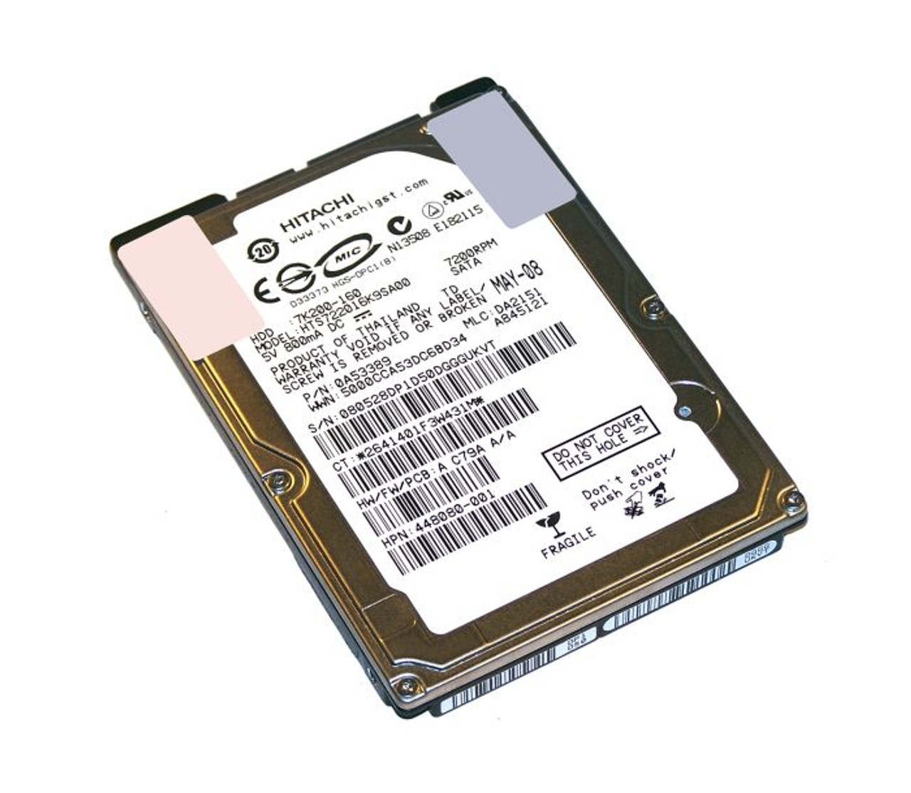 0A53389 | HITACHI | TRAVELSTAR 7K200 SERIES 160GB 7200RPM SATA 1.5GB/S 16MB CACHE 2.5-INCH HARD DRIVE