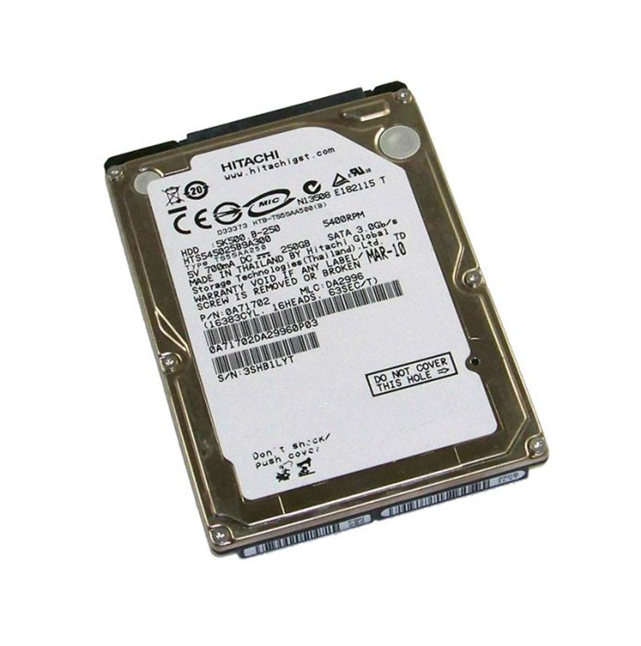 0A71702 | HITACHI | TRAVELSTAR 5K500.B SERIES 250GB 5400RPM SATA 3GB/S 8MB CACHE 2.5-INCH HARD DRIVE 0A71702 | HITACHI | TRAVELSTAR 5K500.B SERIES 250GB 5400RPM SATA 3GB/S 8MB CACHE 2.5-INCH HARD DRIVE