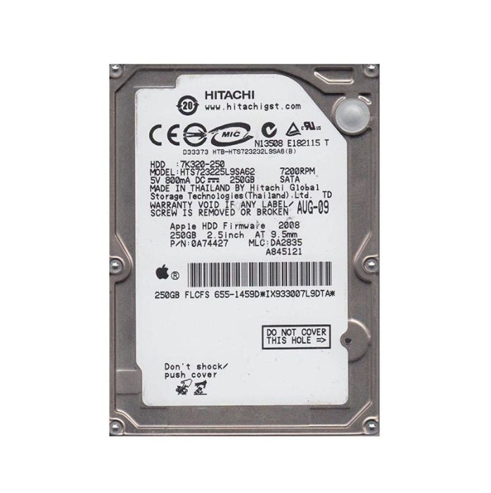 0A74427 | HITACHI | TRAVELSTAR 7K320 SERIES 250GB 7200RPM SATA 1.5GB/S 16MB CACHE (512) 2.5-INCH HARD DRIVE