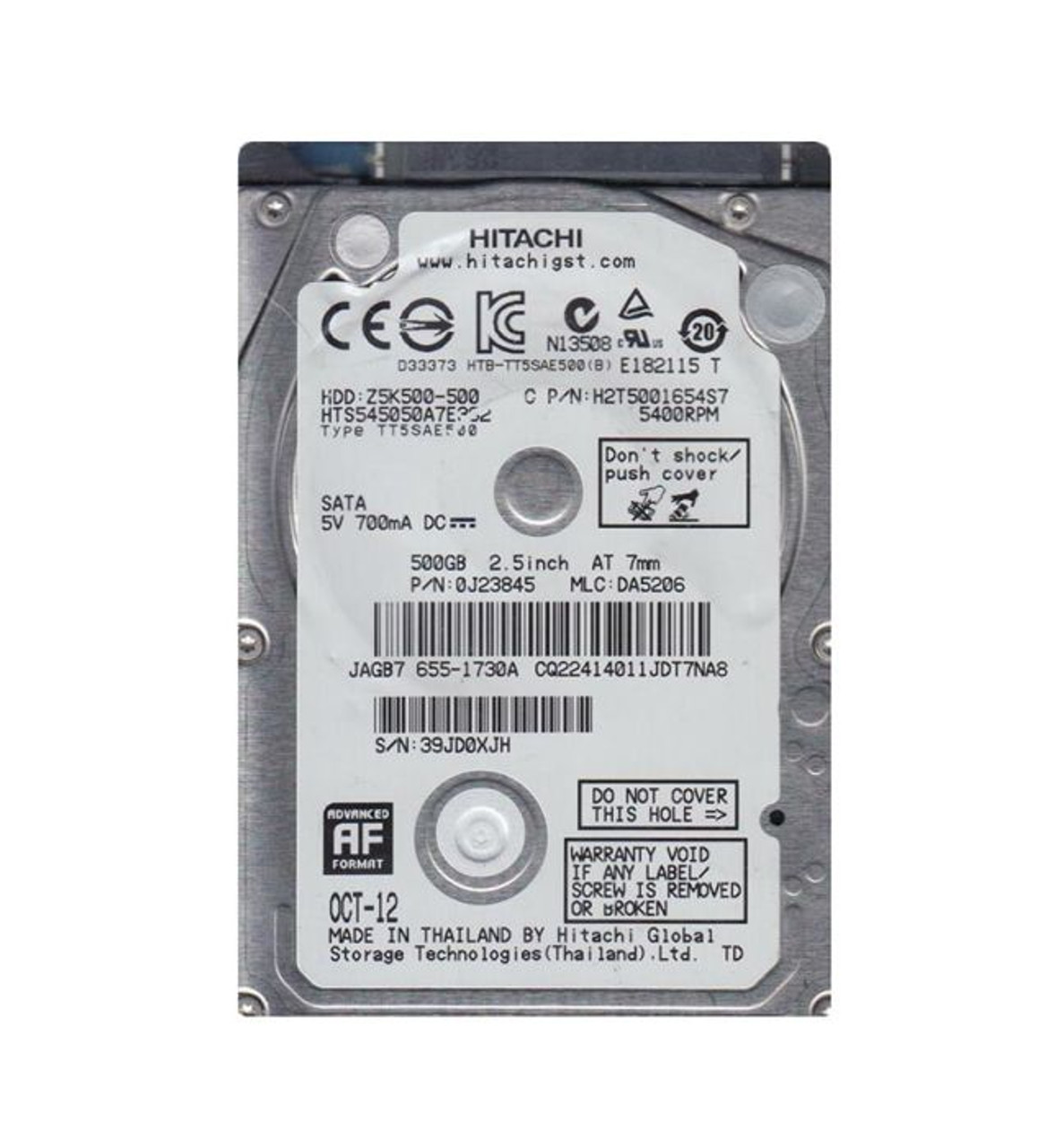 0J23845 | HGST | TRAVELSTAR Z5K500 SERIES 500GB 5400RPM SATA 3GB/S 16MB CACHE 2.5-INCH HARD DRIVE