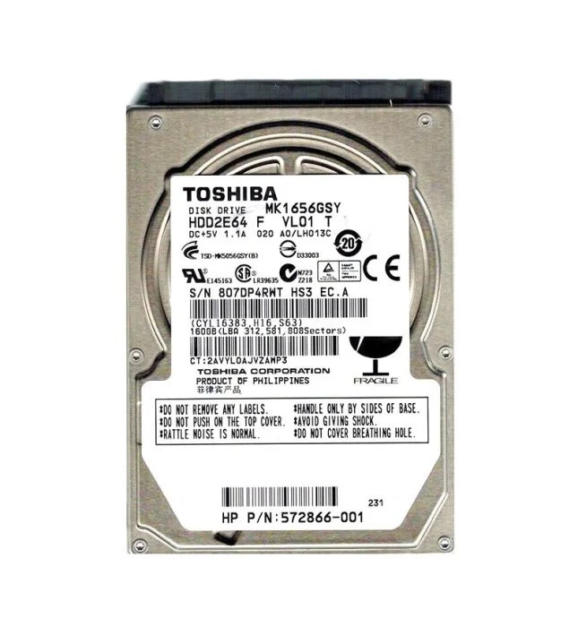 MK1656GSYF | Toshiba | 160GB 7200RPM SATA 3GB/s 16MB Cache 2.5-inch Hard Drive
