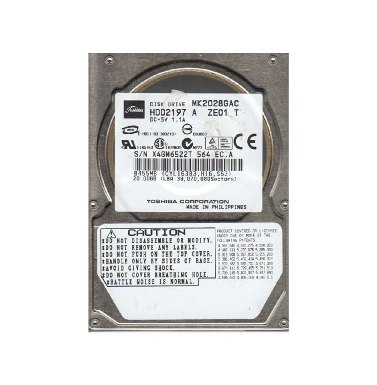 MK2028GAC | TOSHIBA | 20Gb 4200Rpm Ide Ultra Ata/100 (Ata-6) 2Mb Cache 2.5-Inch Hard Drive