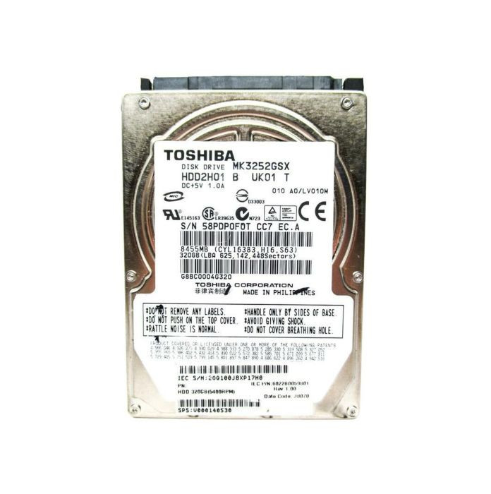 HDD2H01B | TOSHIBA | 320GB 5400RPM SATA 1.5GB/S 8MB CACHE 2.5-INCH HARD DRIVE