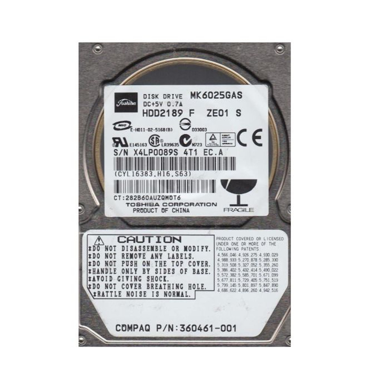 HDD2189F | TOSHIBA | 60GB 4200RPM IDE ULTRA ATA/100 (ATA-6) 8MB CACHE 2.5-INCH HARD DRIVE HDD2189F | TOSHIBA | 60GB 4200RPM IDE ULTRA ATA/100 (ATA-6) 8MB CACHE 2.5-INCH HARD DRIVE